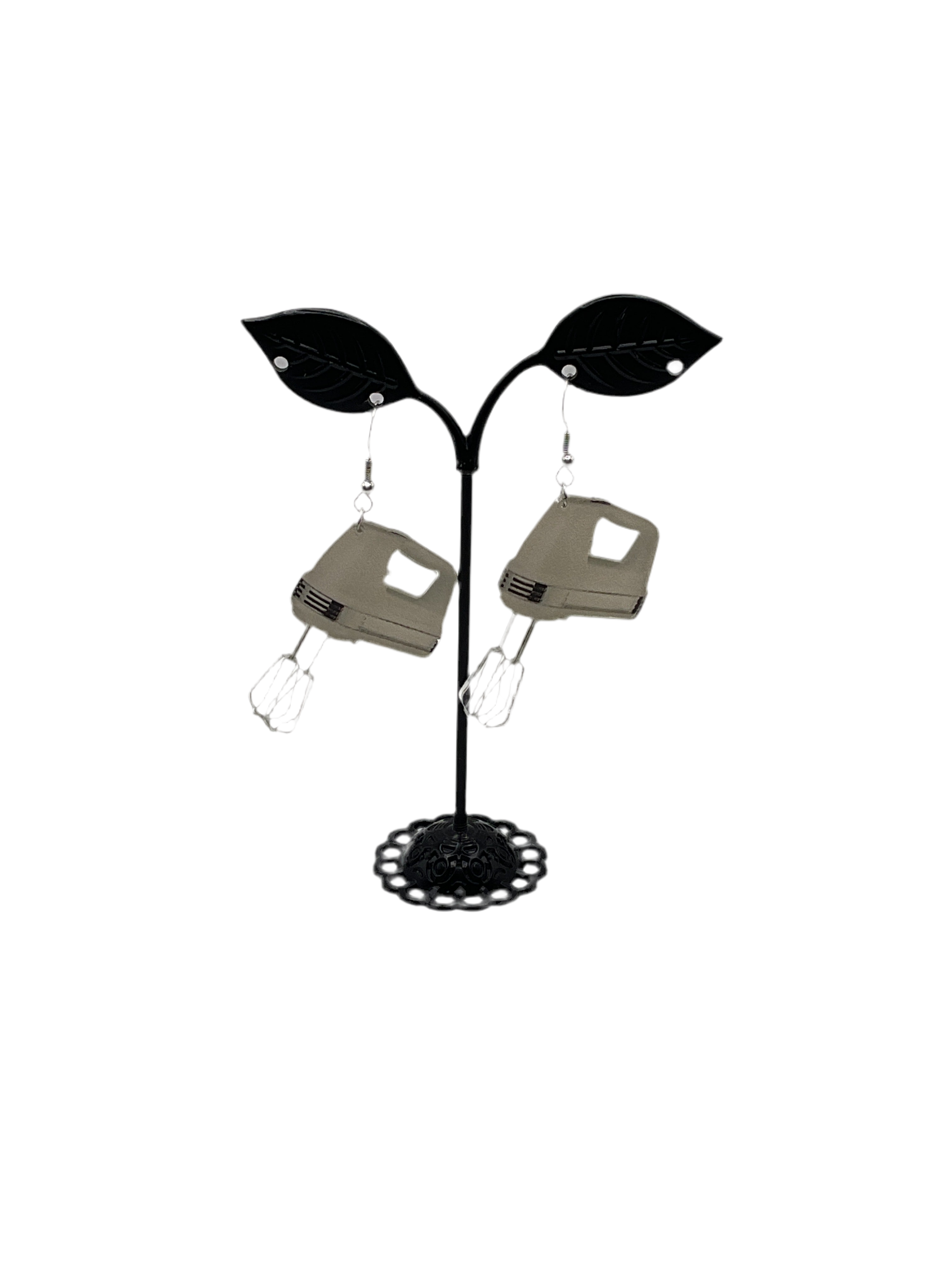 White mixer earrings