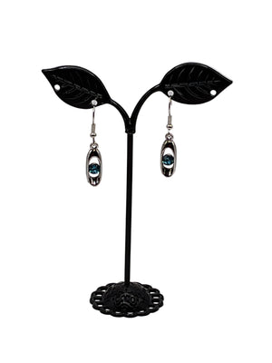 Silver Aquamarine Oval Earrings