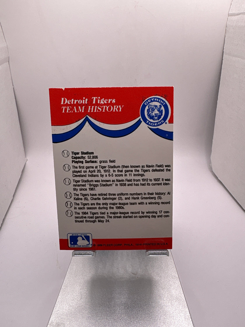 Tarjeta deportiva con pegatina de béisbol Fleer