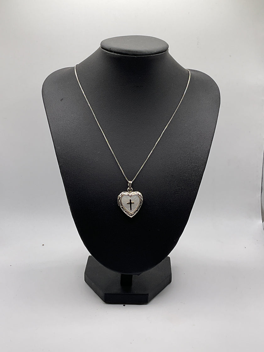 Sterling Silver, Mother of Pearl Locket Necklace