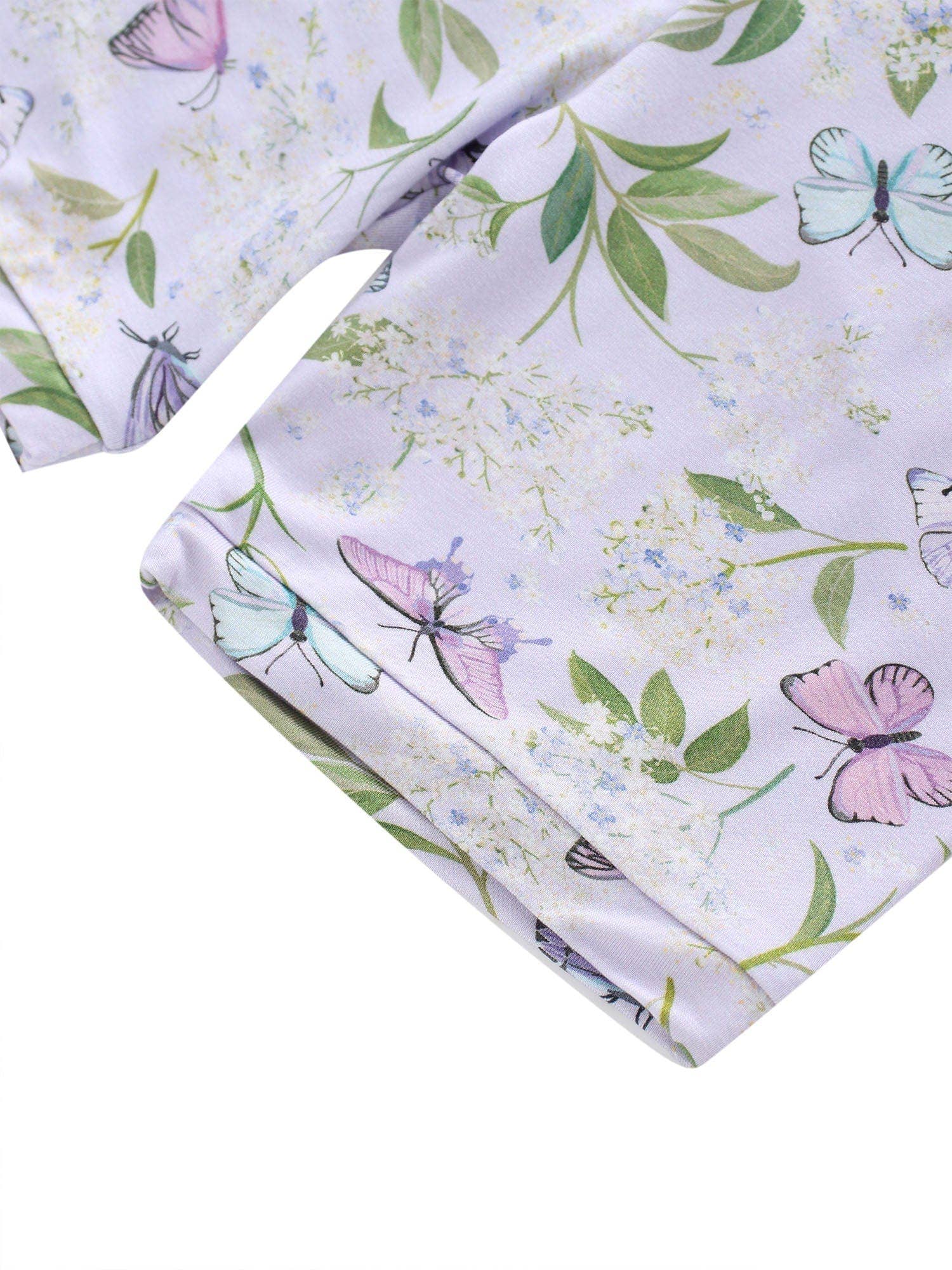PoshTOT Purple Butterfly Print 2 Piece Short Sleeves PJ Set
