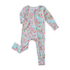 PoshTOT Spring Floral Bamboo Baby Convertible Zippy Romper