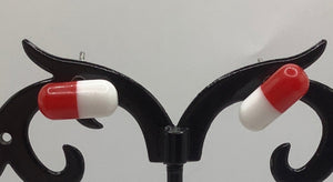 Red and White Pill earrings