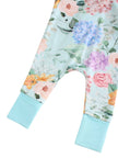 PoshTOT Green Hydrangea Bamboo Baby Convertible Zippy Romper