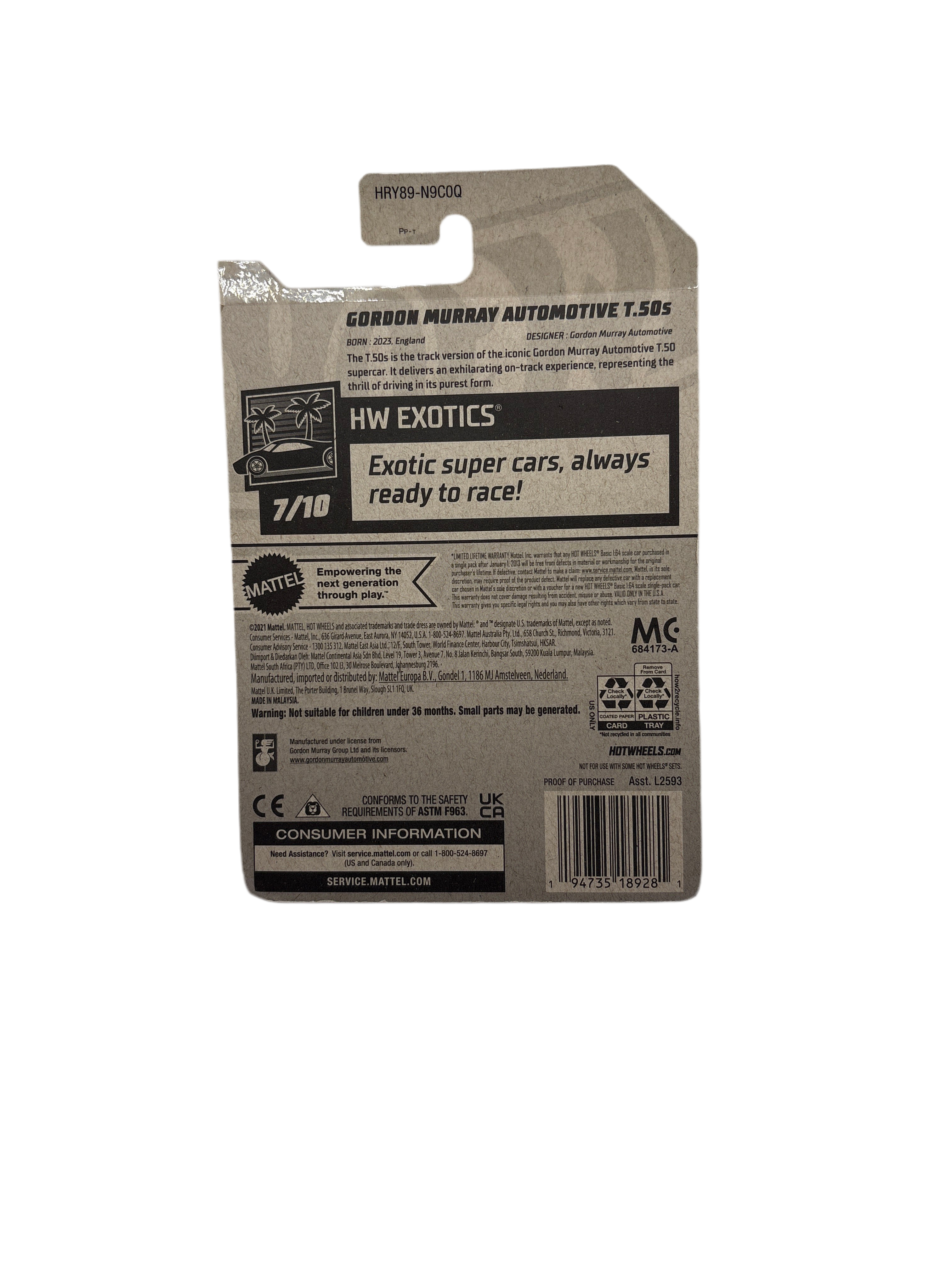 Hot Wheels Gordon Murray Automotive T.50s Diecast