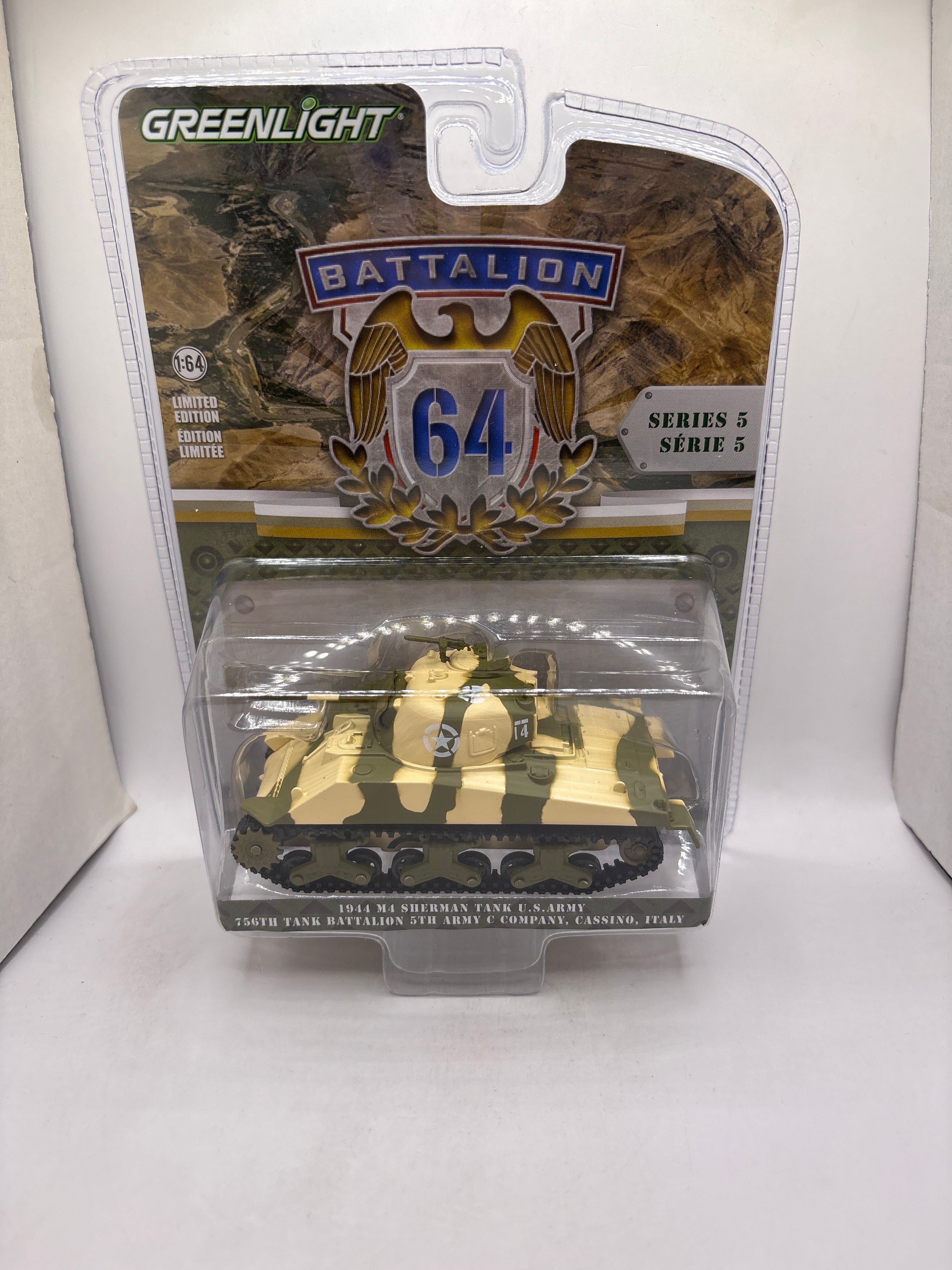 Greenlight 1944 M4 Sherman Tank U.S. Army 756th Battalion 5th Army C Company, Cassino, Italy Diecast