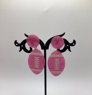 Pink football earrings