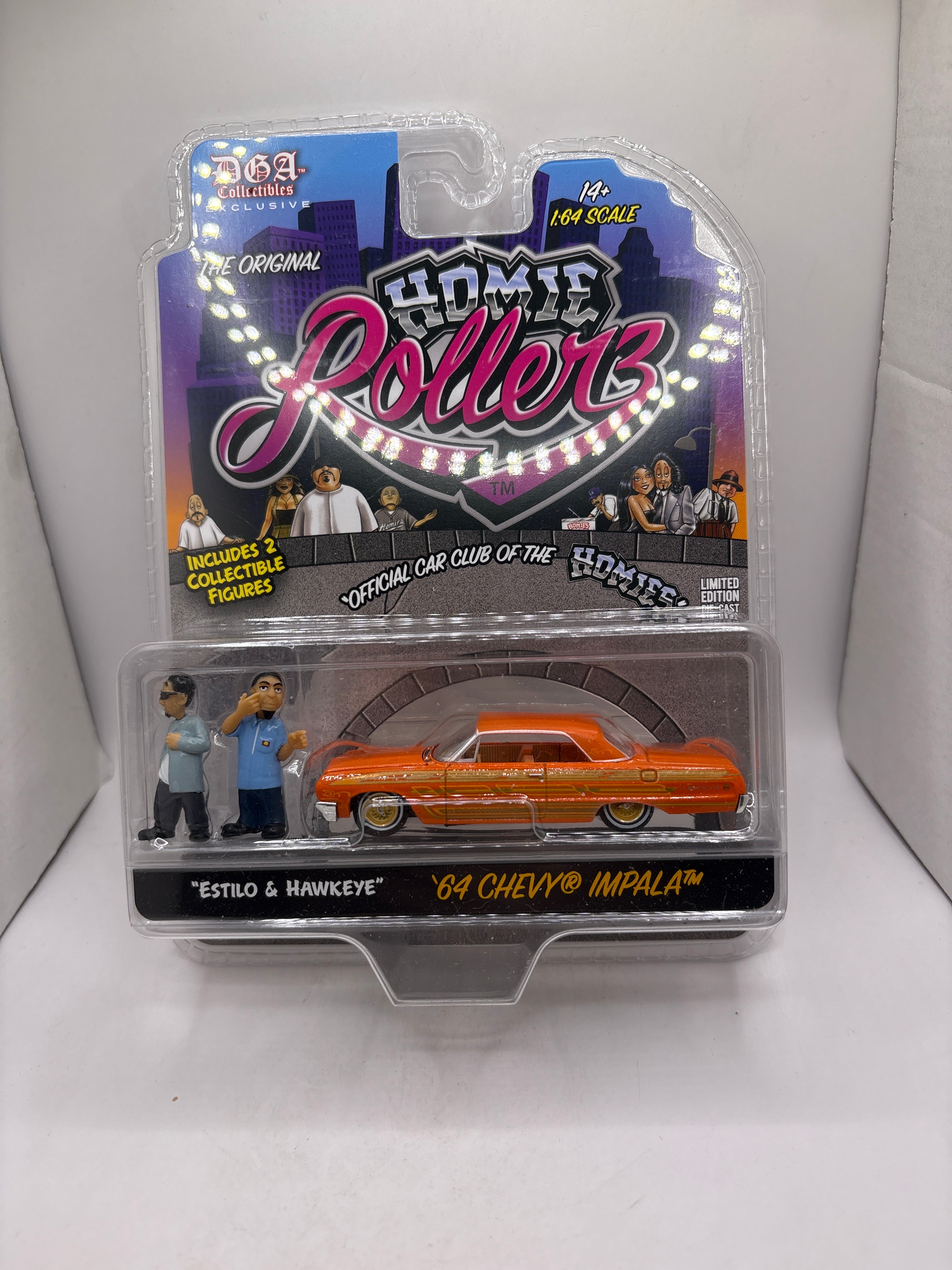 Greenlight Estilo & Hawkeye 64 Chevy Impala Diecast orange