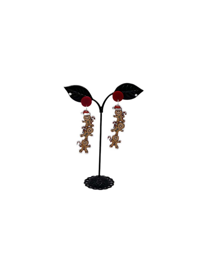 Gingerbread Men Christmas Earrings