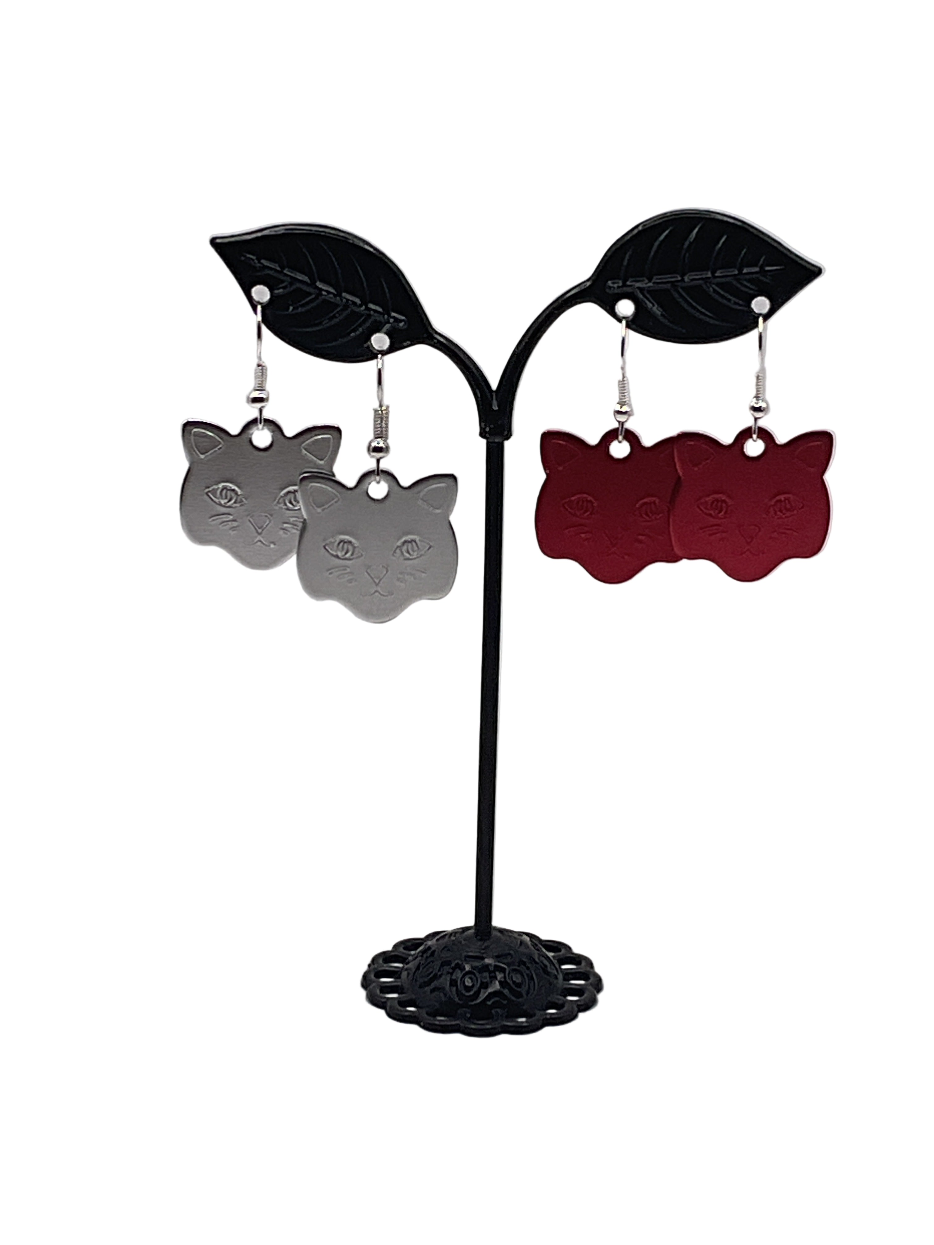 Cat Head Tag Earrings