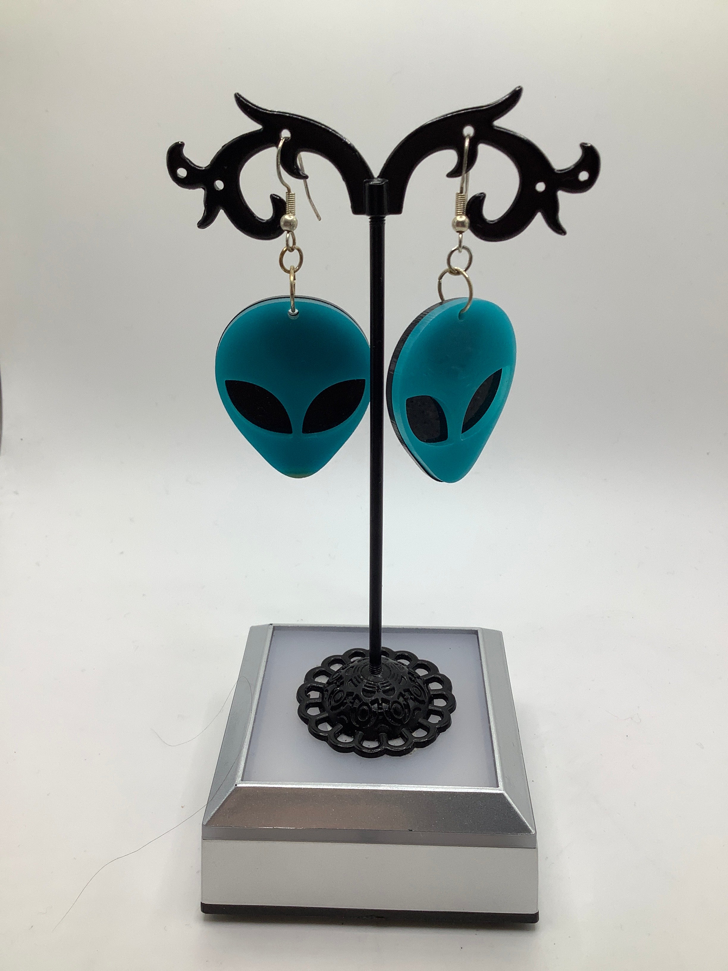 Alien head earrings