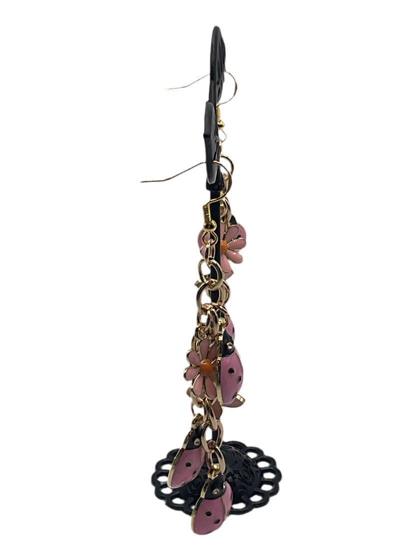 Pink ladybug earrings