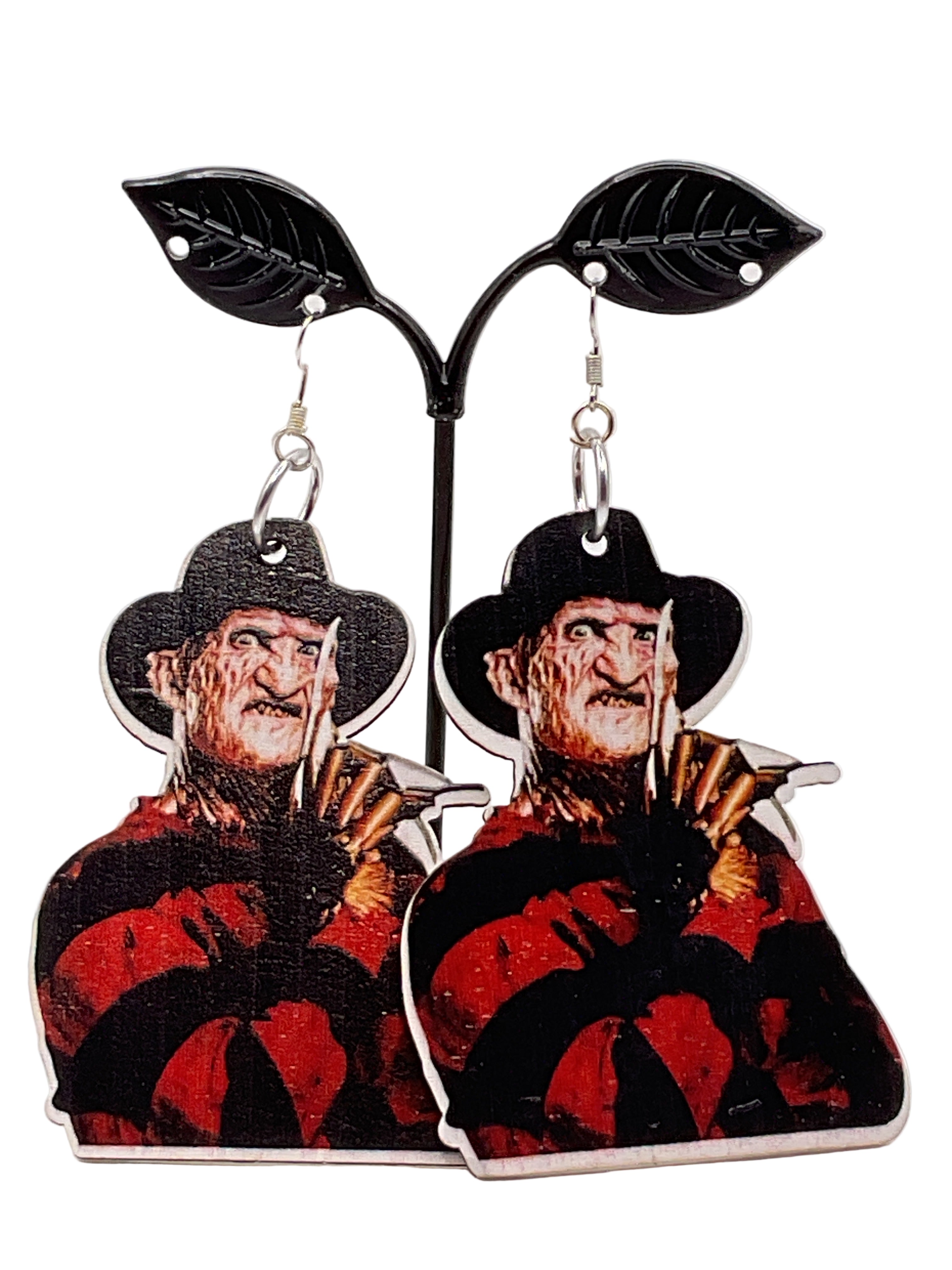 Large Wooden Horror Earrings