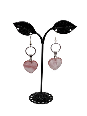 Rose Quartz Heart Earrings
