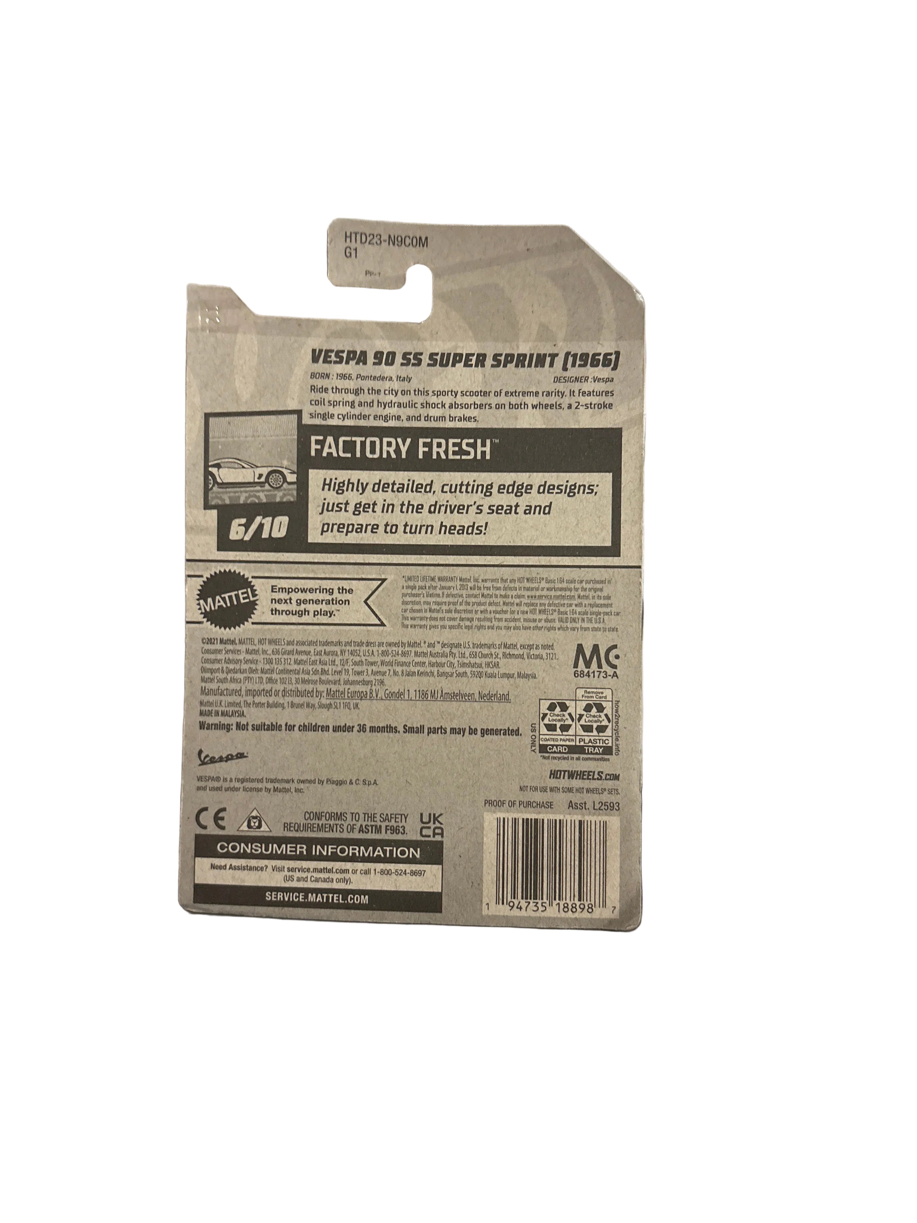 Hot Wheels Vespa 90 SS Super Sprint (1966) Diecast