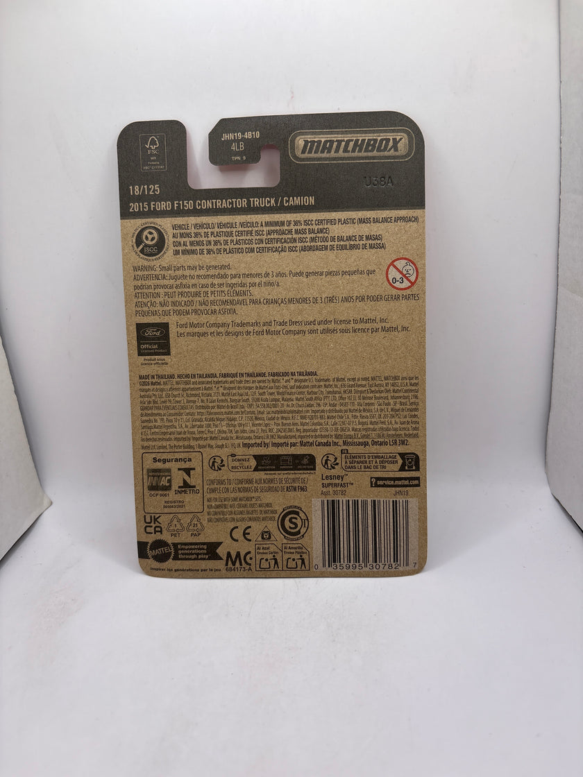 Matchbox 2015 Ford F150 Contractor Truck Diecast