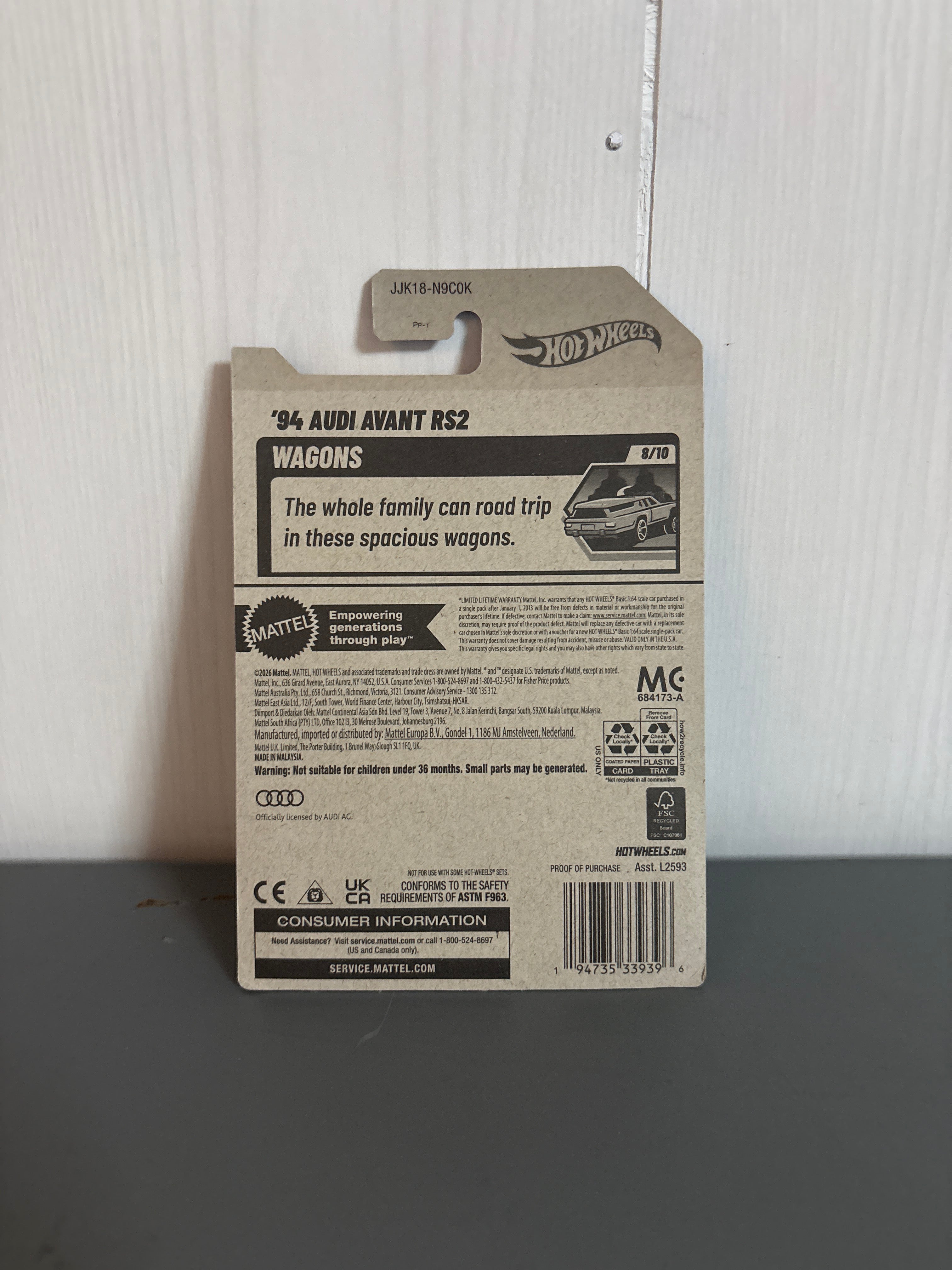 Hot Wheels 94 Audi Avant RS2 Diecast gray