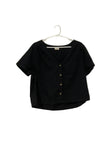 Black Button Down Crop Top