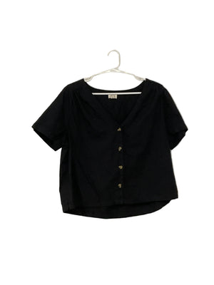 Black Button Down Crop Top