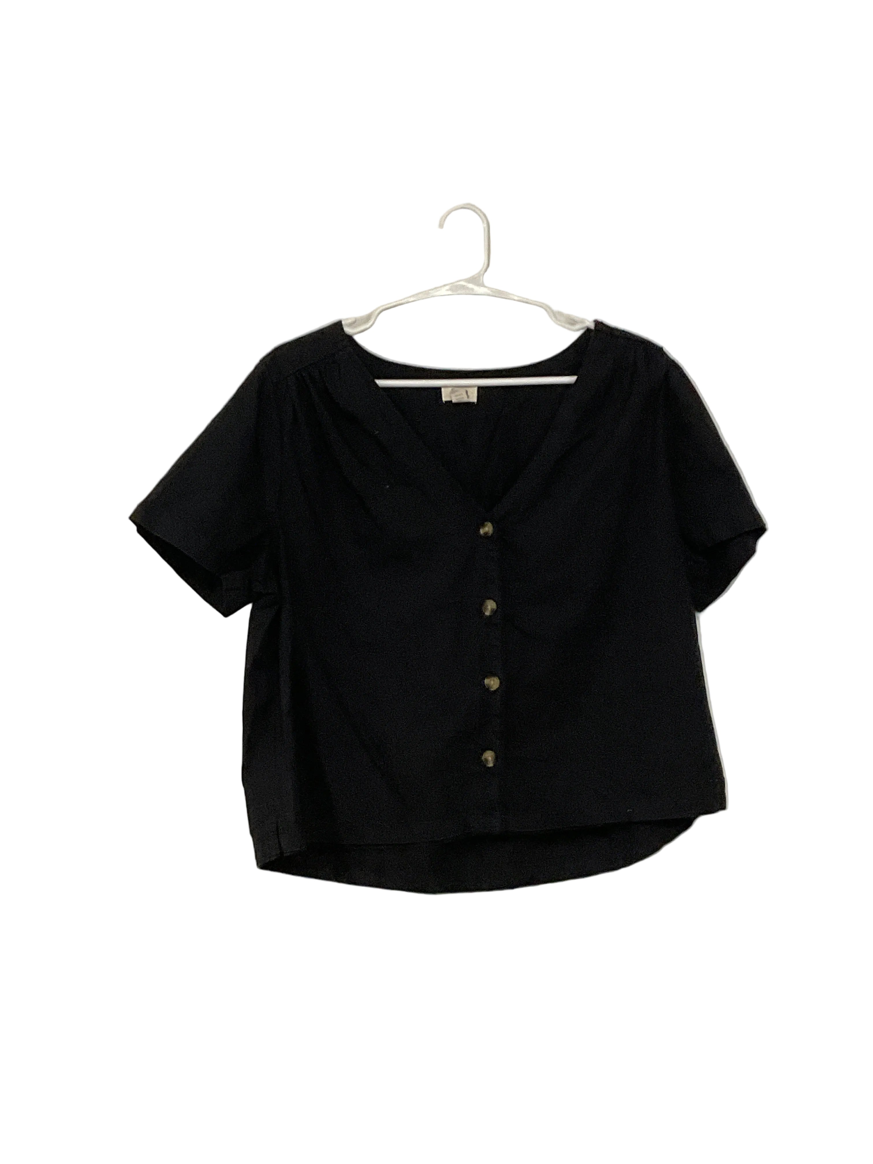 Black Button Down Crop Top