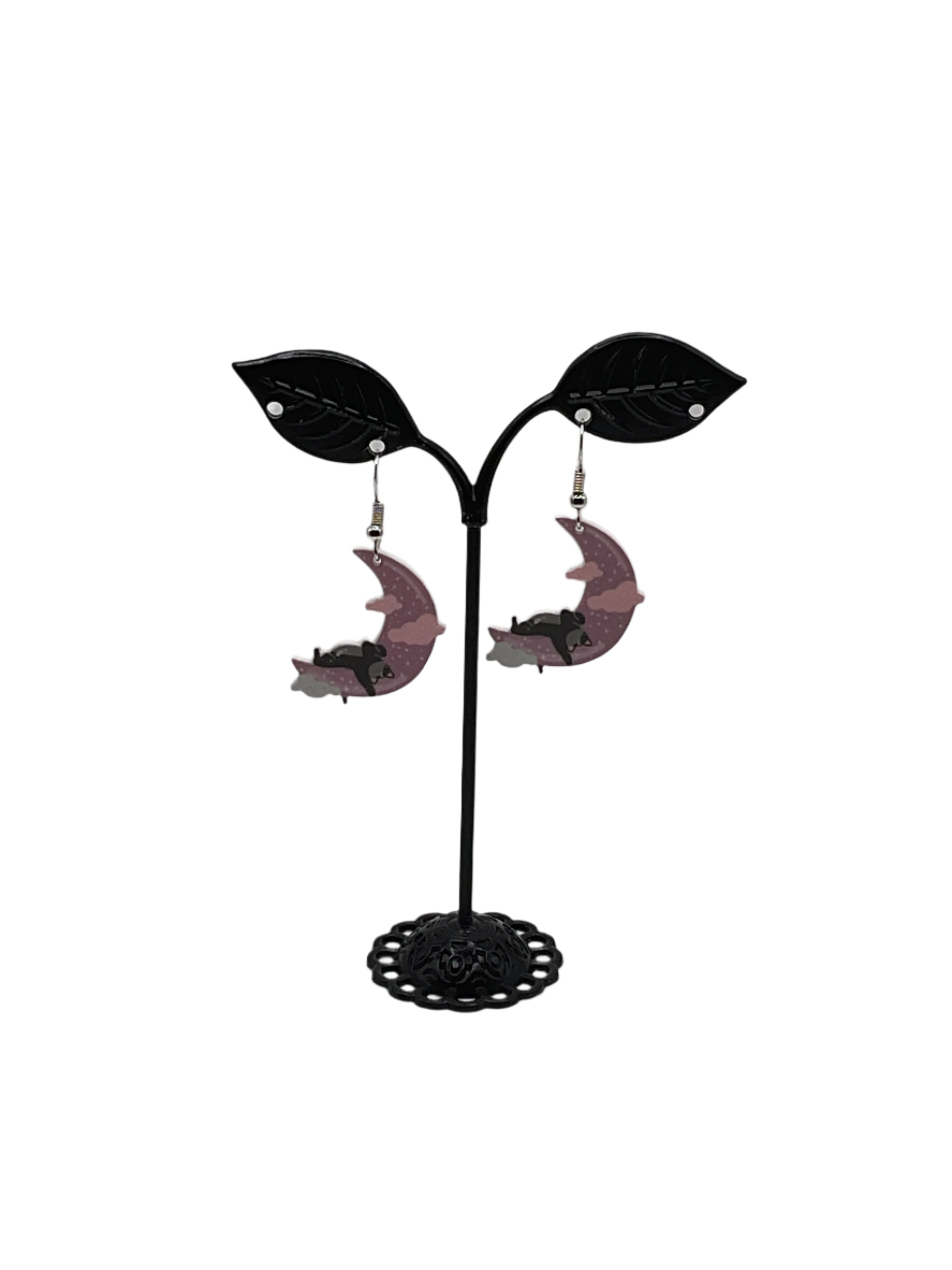Pendientes Gato tendido en la luna