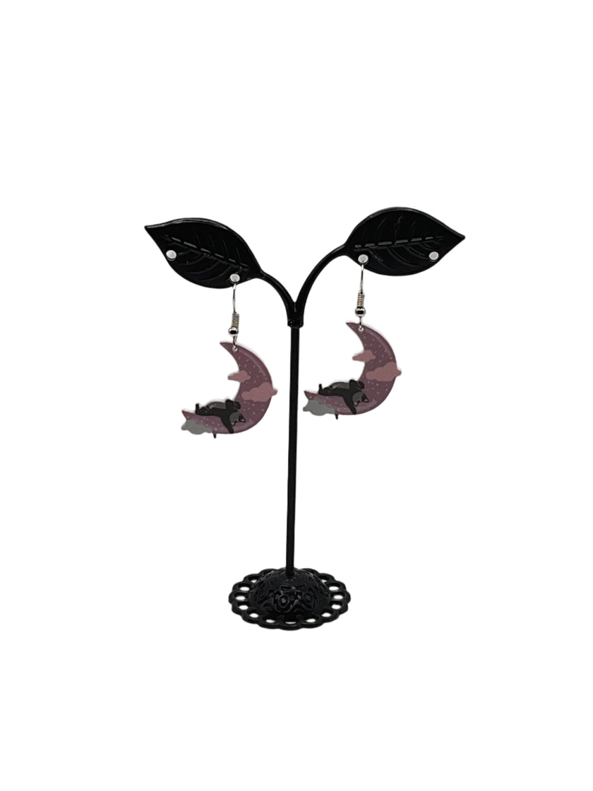 Pendientes Gato tendido en la luna