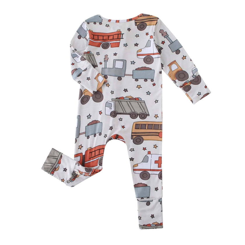 PoshTOT Vehicles Bamboo Baby Convertible Zippy Romper