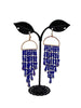 Blue Crystal Beaded Tassel Earrings