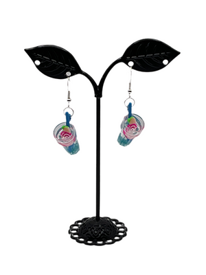 Blue and Pink Drink Earrings