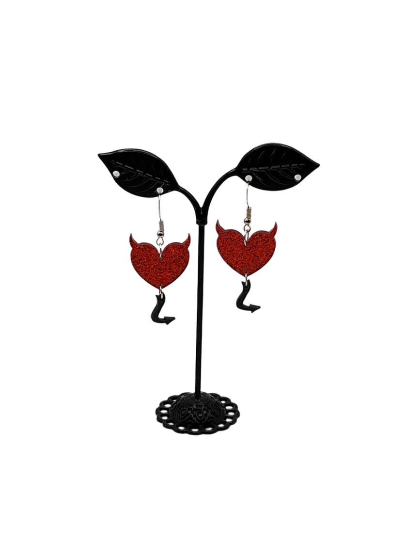 Devil heart earrings