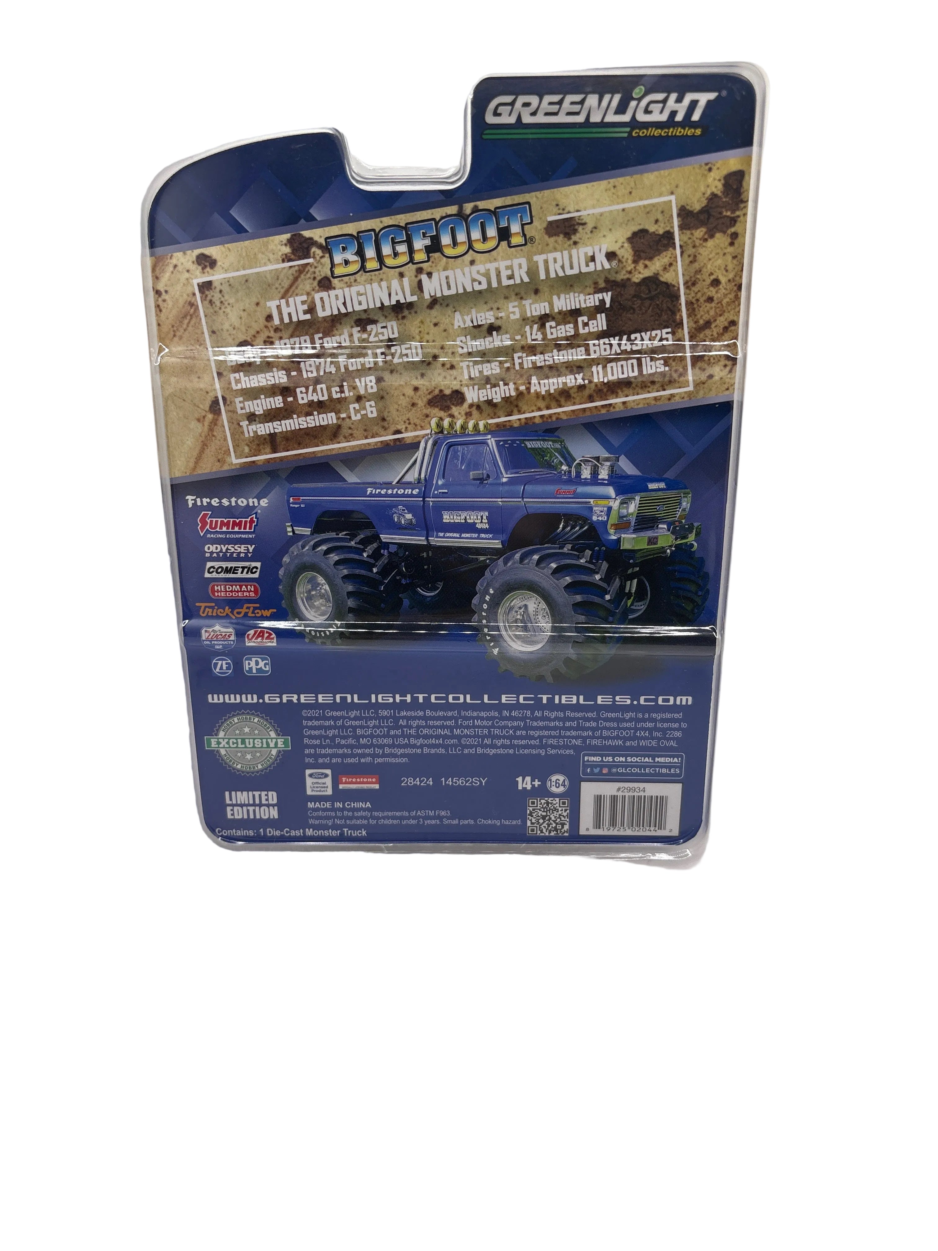 Greenlight Bigfoot #1 The Original Monster Truck 1974 Ford F-250 Diecast blue