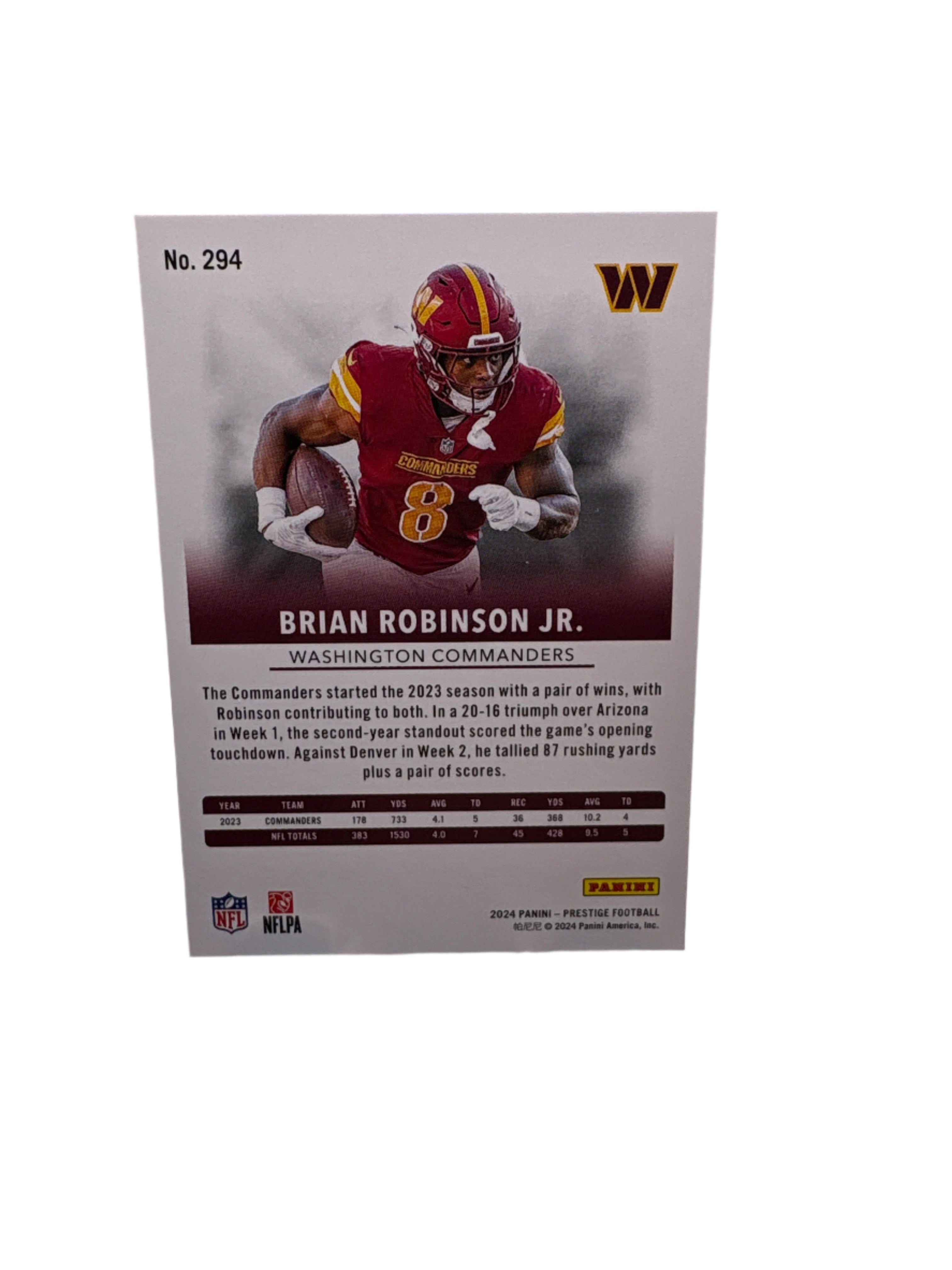 Panini Prestige Brian Robinson Jr.