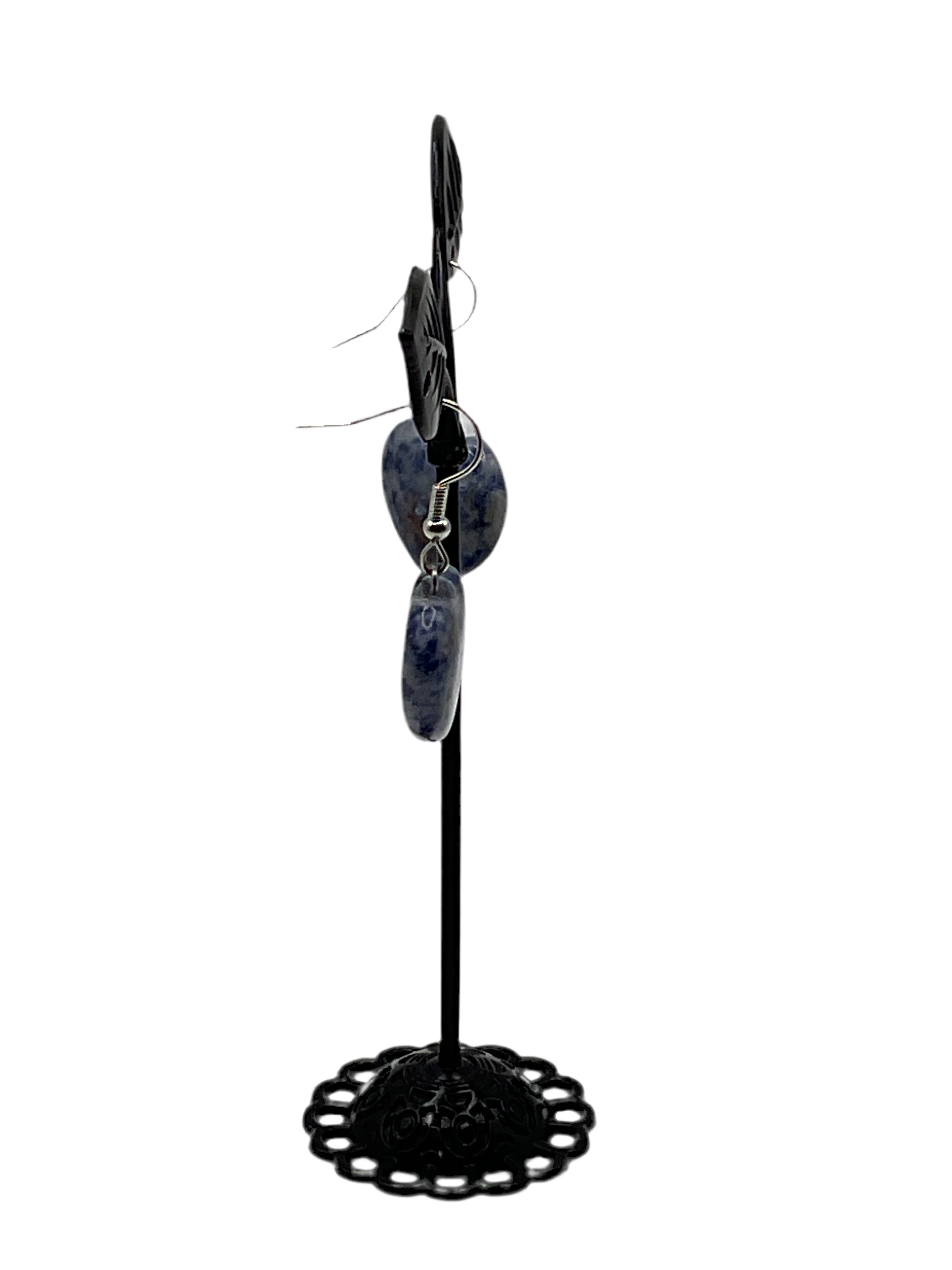 Blue Stone Heart Earrings