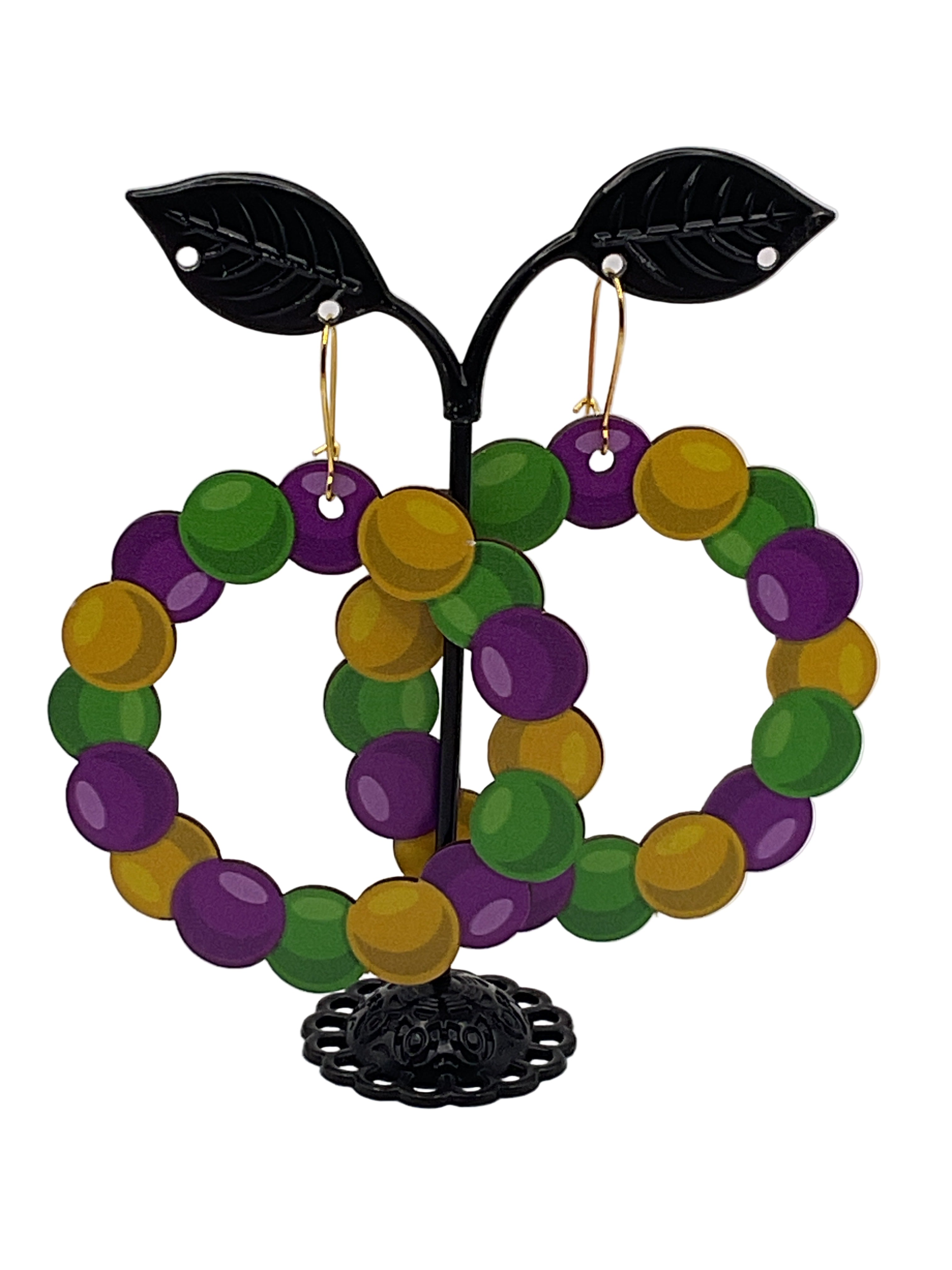 Mardi Gras Wooden Earrings