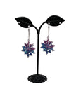 Blue and Purple Snowflake Earrings