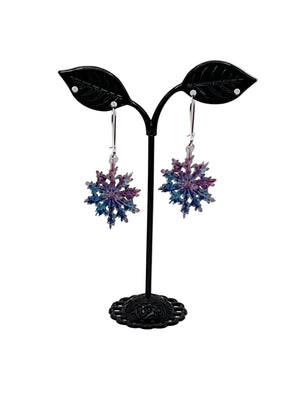 Blue and Purple Snowflake Earrings