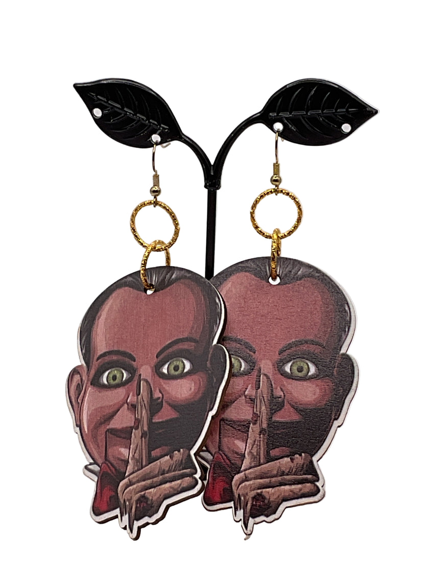 Large Wooden Horror Earrings