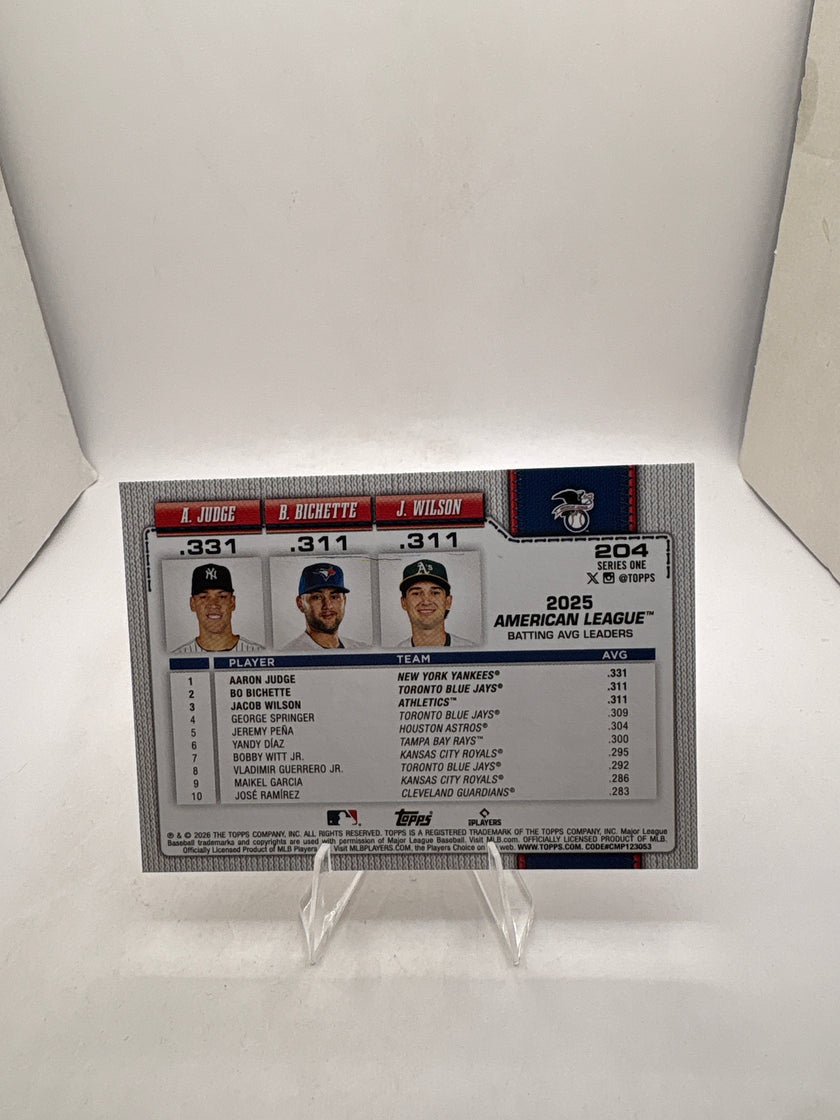 Topps Aaron Judge Bo Bichette Jacob Wilson