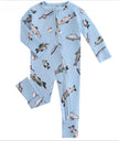 PoshTOT Blue Fish Bamboo Baby Convertible Zippy Romper