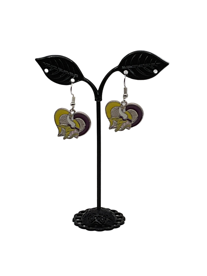 Enamel Heart Football Earrings