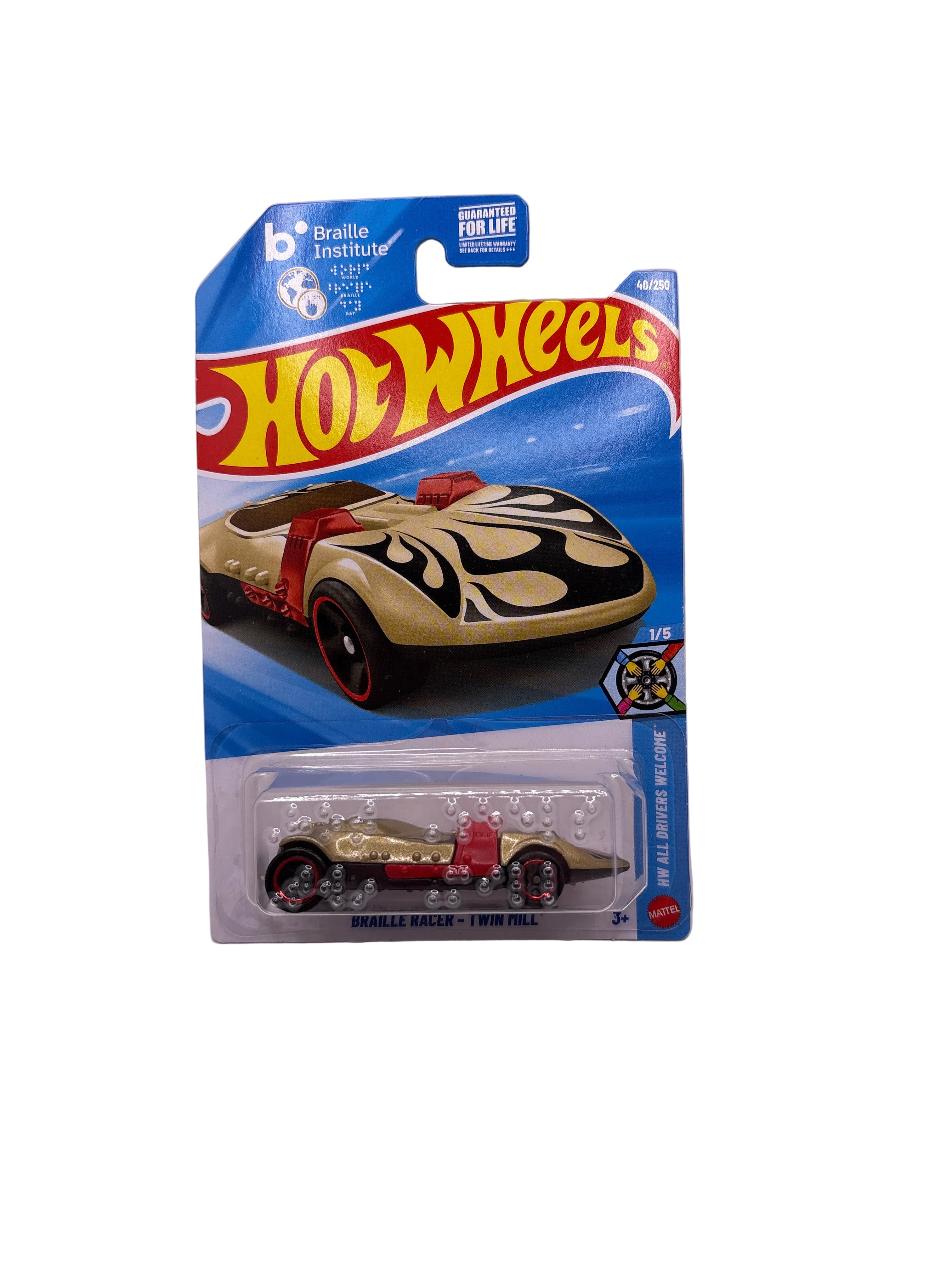 Hot Wheels Braille Racer-Twin Mill Diecast gold