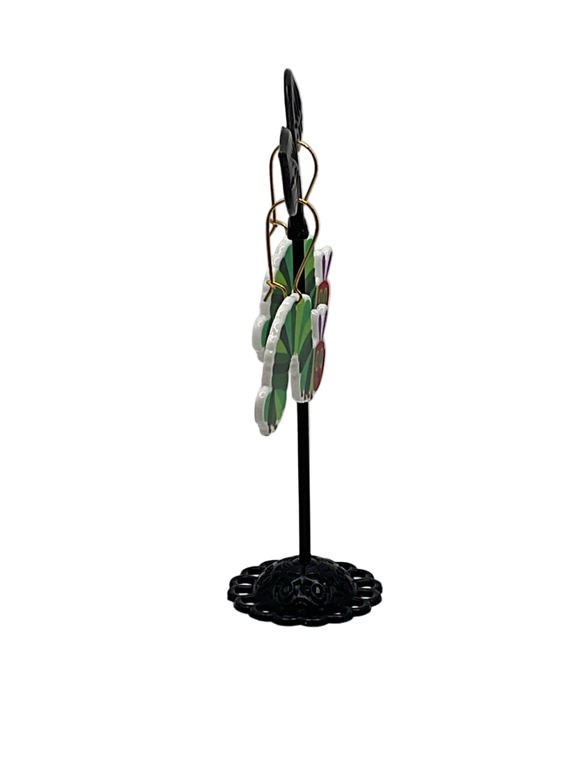 Green Caterpillar Earrings 2