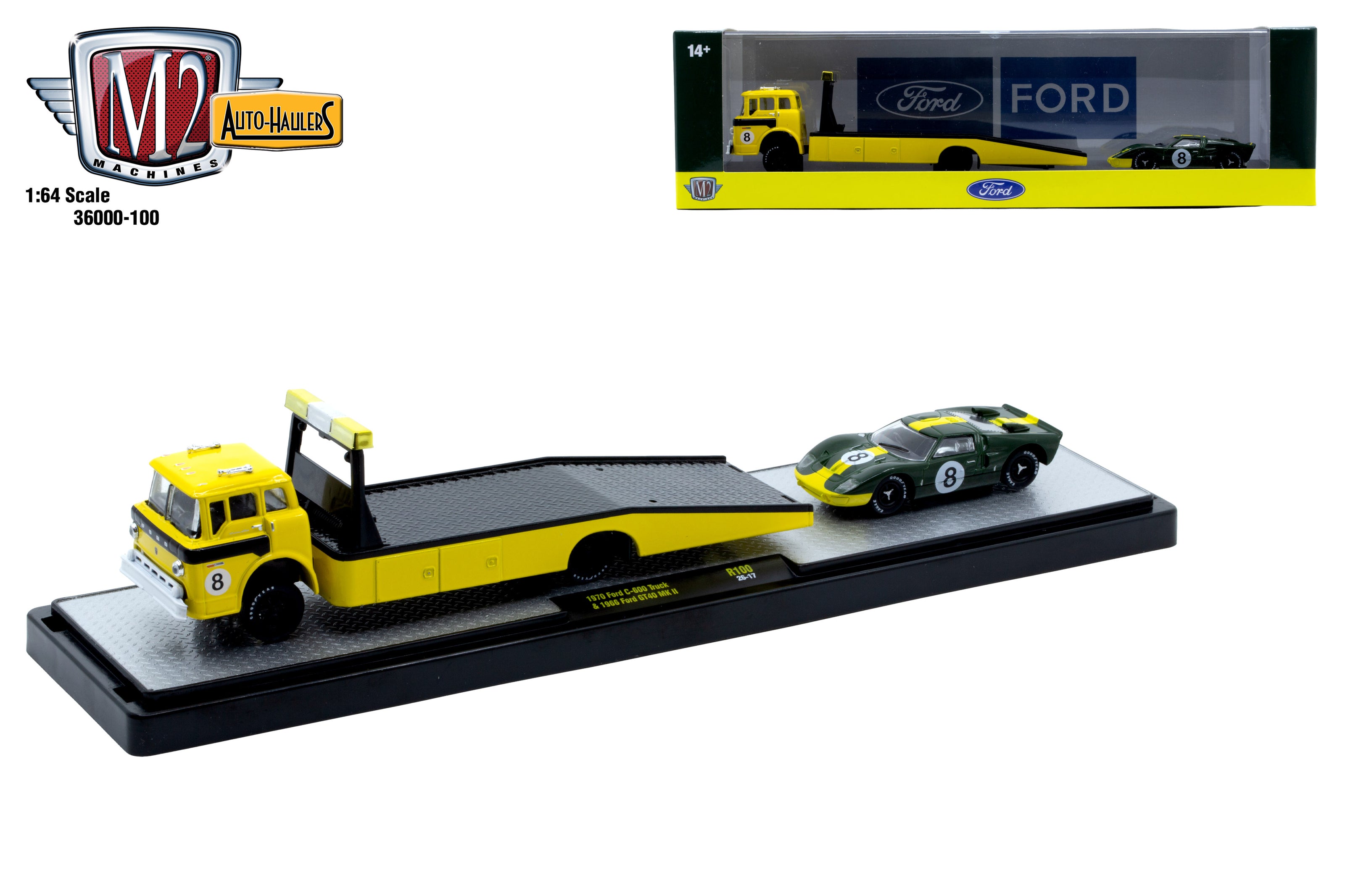 Pre-Order M2 1970 Ford C-600 Truck & 1966 Ford GT40 MK2 Diecast Yellow
