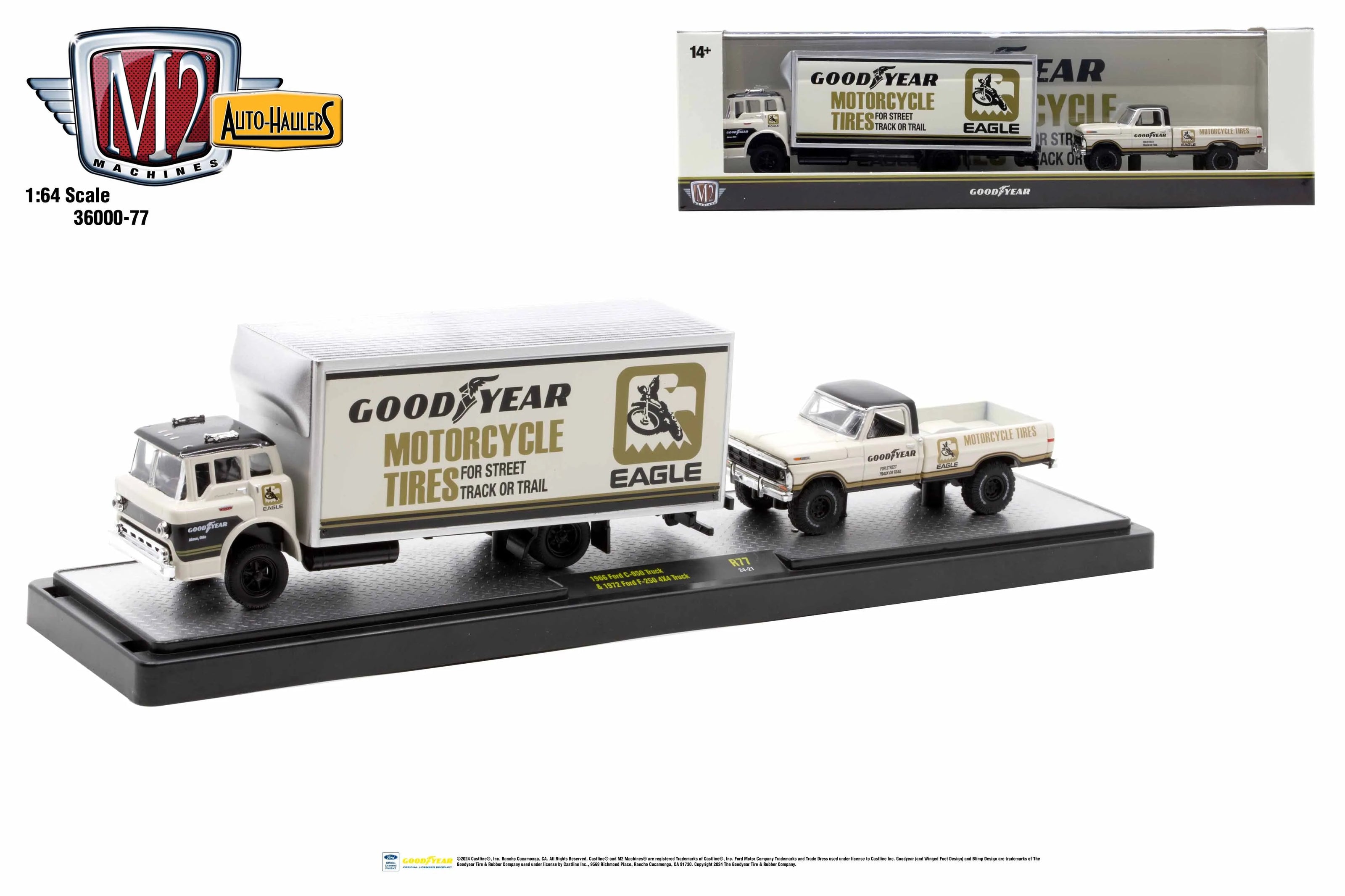 Pre-Order M2 Auto Haulers 1966 Ford C950 Box Truck and 1972 Ford F250 4X4 Truck Diecast