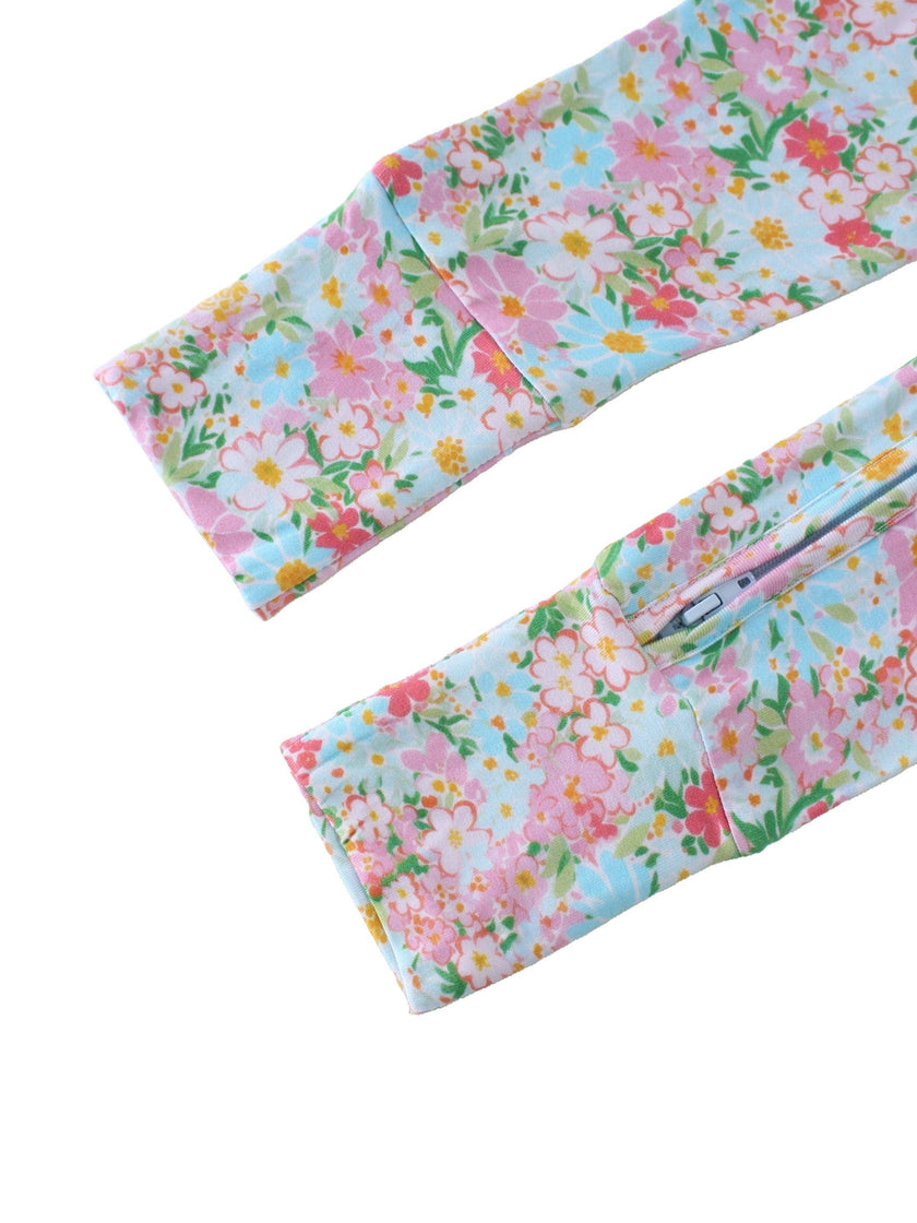 PoshTOT Spring Floral Bamboo Baby Convertible Zippy Romper