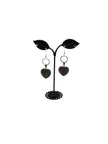 Green And Purple Heart Earrings