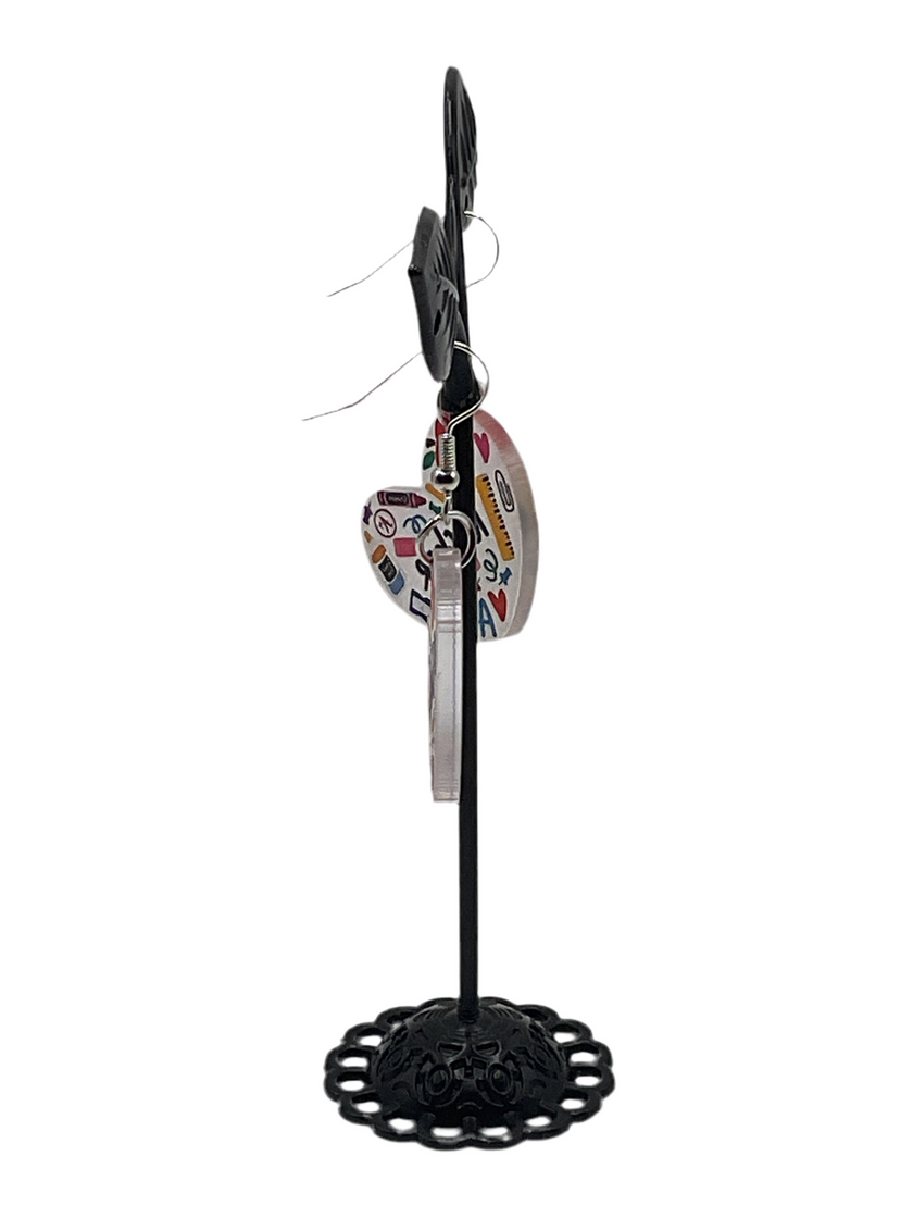 Teacher heart shaped earings