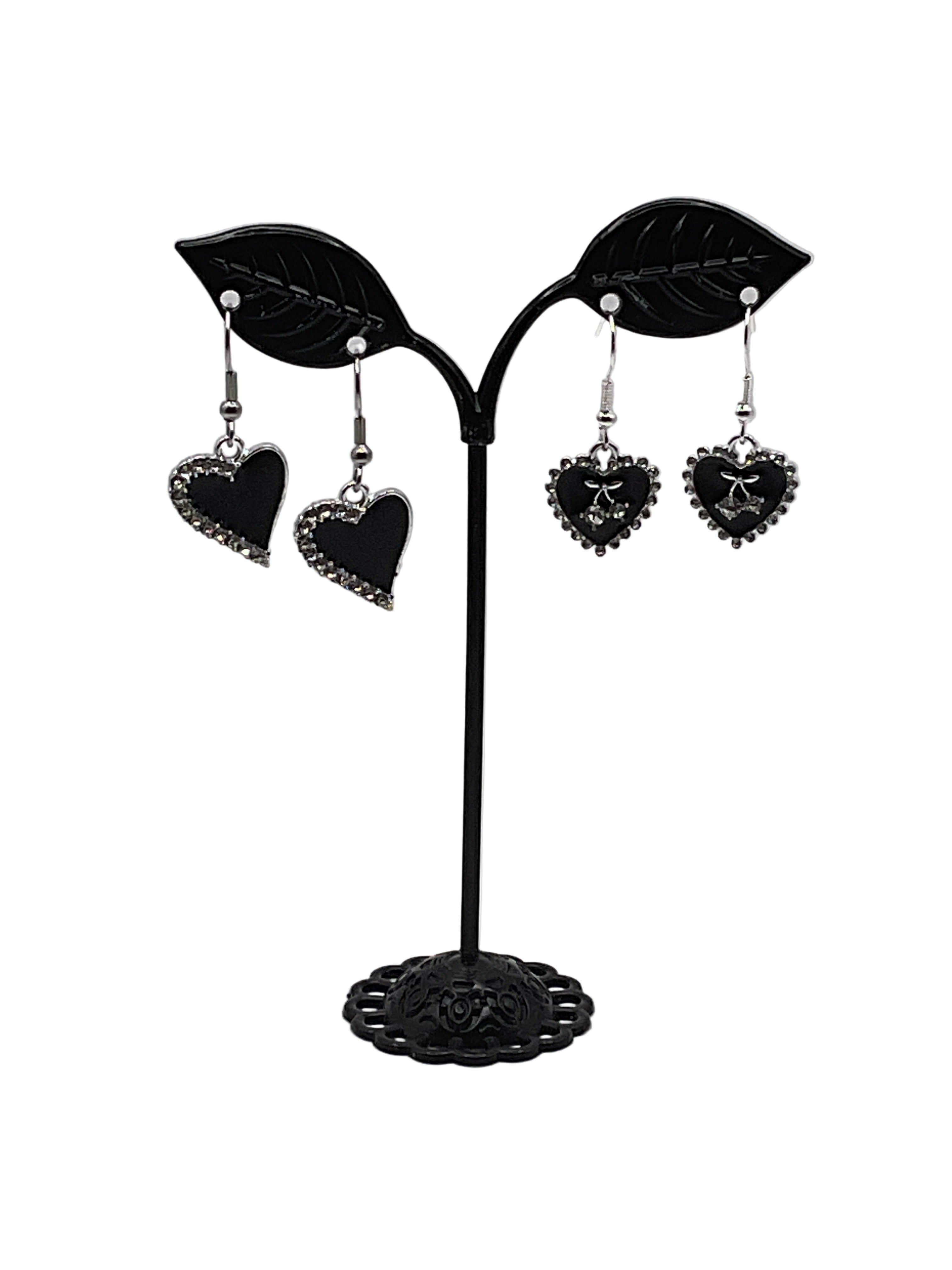 Black Heart Earrings 2
