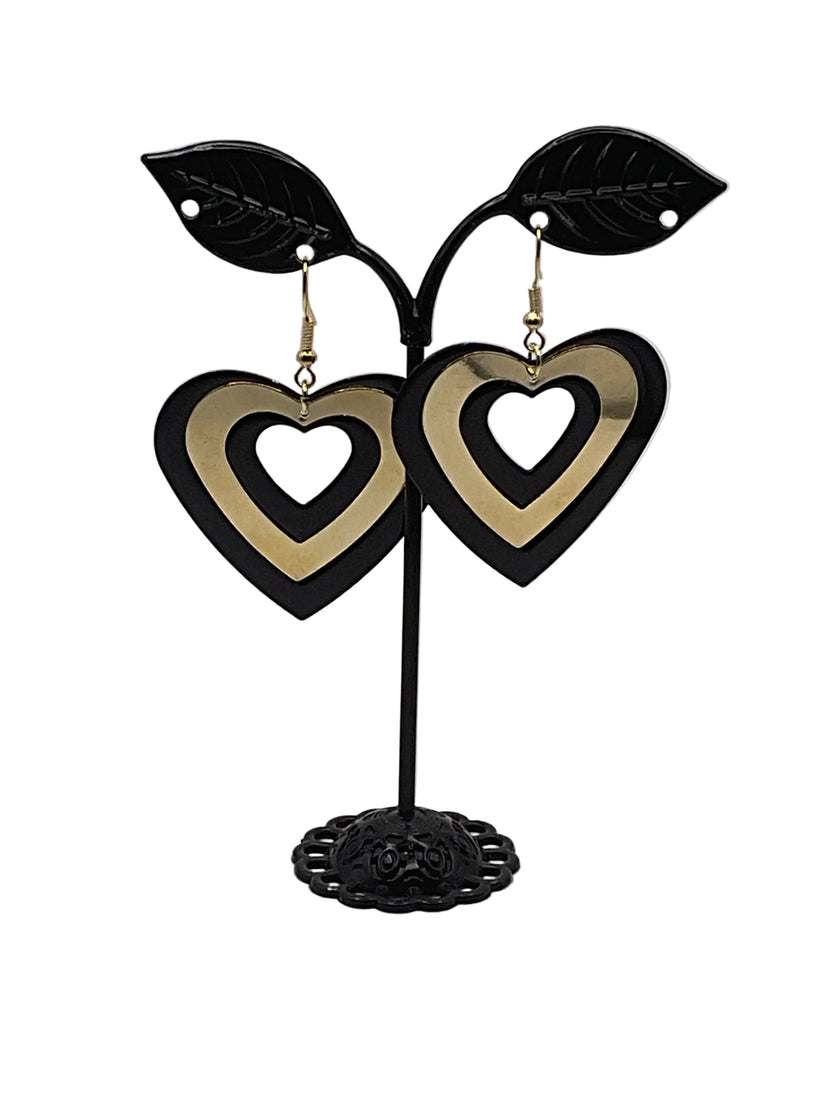 Black and Gold Layered Earrings