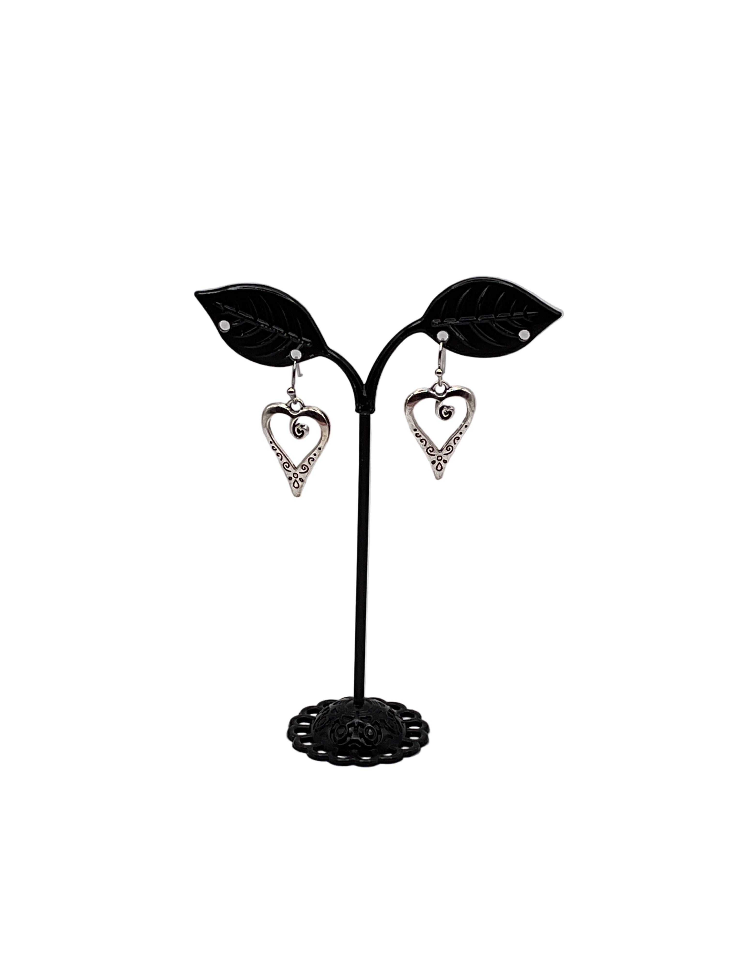 Silver heart earrings